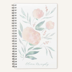 Pretty peony floral personalised  notebook
