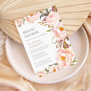 Pretty Peony Garden Flowers Bridal Shower Invitation