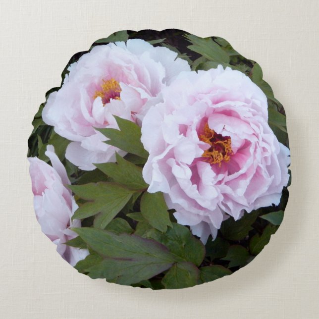 Pretty Peony Round Pillow (Front)