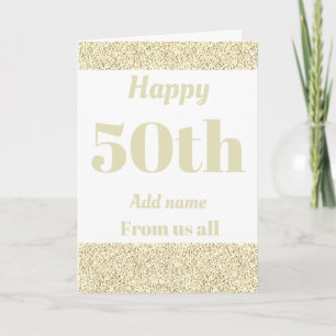 Pretty personalised birthday card from us all 50th