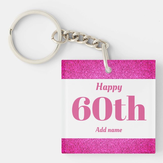 pretty personalised birthday gift keychain 60th (Front)