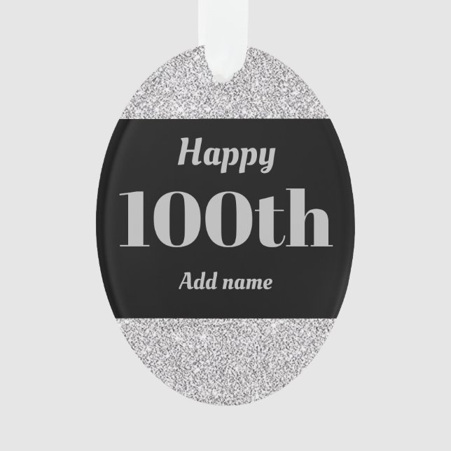 Pretty personalised birthday gift ornament 100th (Front)