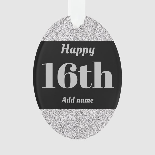 Pretty personalised birthday gift ornament 16th (Front)