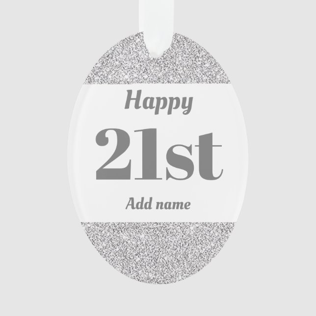 Pretty personalised birthday gift ornament 21st (Front)