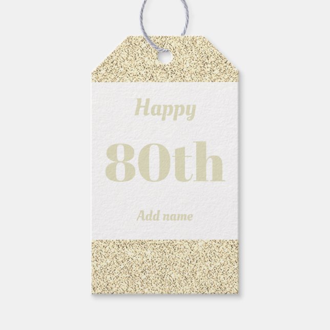 pretty personalised birthday gift tags 80th (Front)