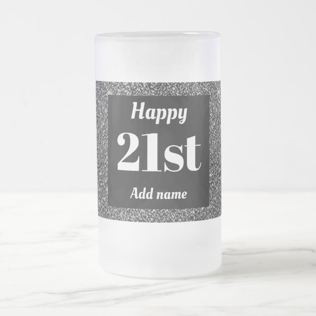 Pretty personalised birthday glass mug gift 21st (Center)