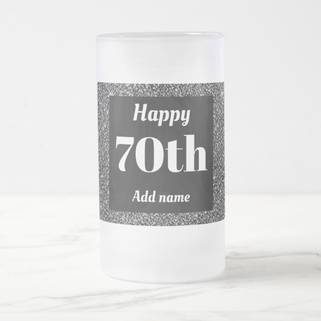 Pretty personalised birthday glass mug gift 70th (Center)