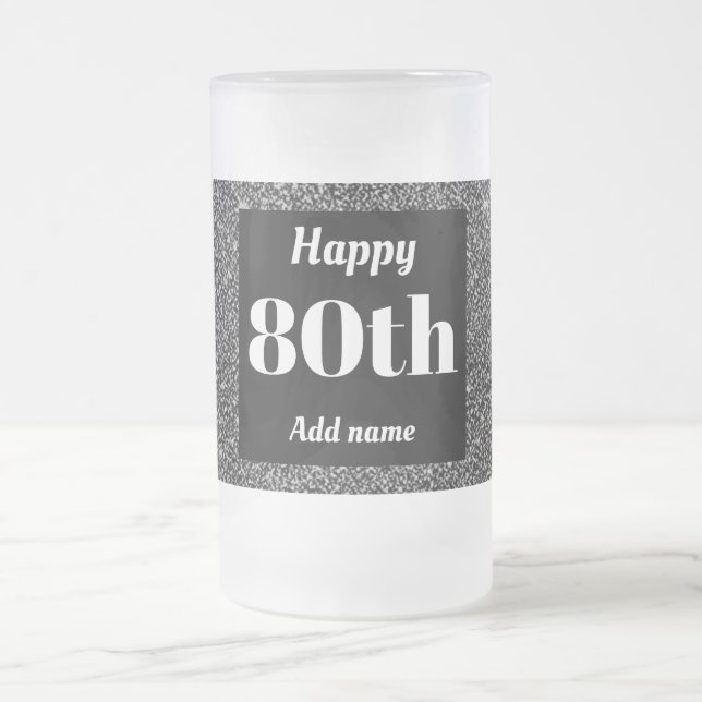 Pretty personalised birthday glass mug gift 80th (Center)