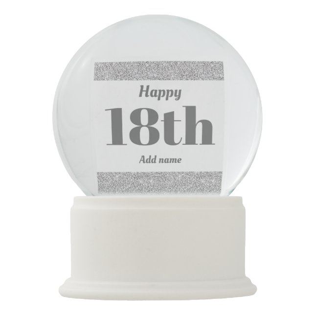 pretty personalised birthday snow globe gift 18th (Front)