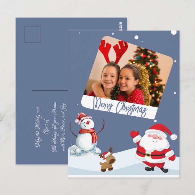 Pretty Personalised Christmas Photo Card (Front/Back)