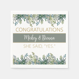 Pretty personalised Engagement party Paper Napkin