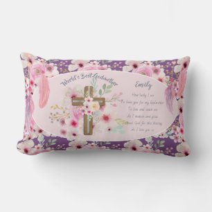 Pretty Personalised GODMOTHER Poem Pink Floral  Lumbar Cushion