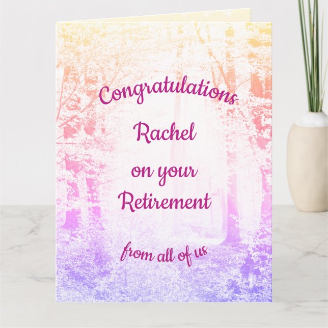 Pretty Personalised Group Retirement Card (Front)