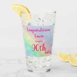 Pretty personalised Happy 90th Birthday Glass