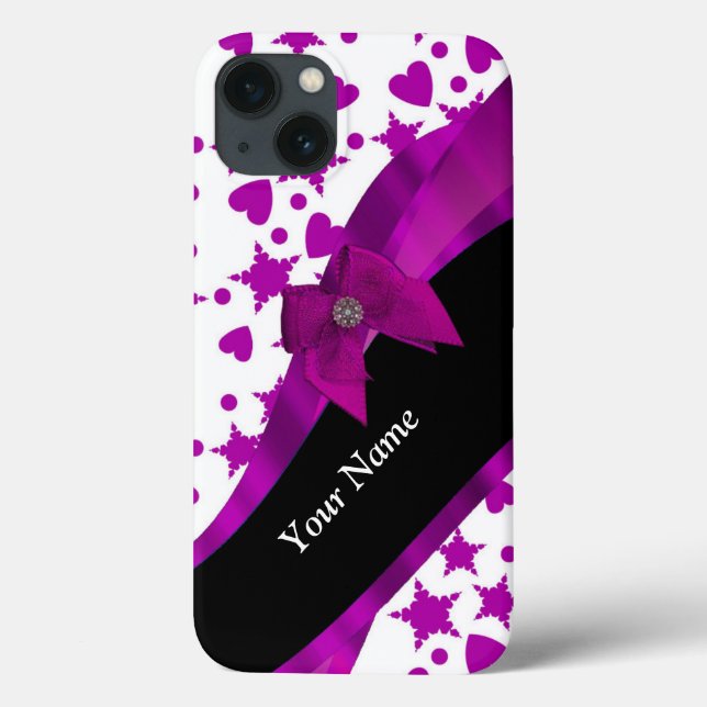 Pretty personalised magenta girly patterned Case-Mate iPhone case (Back)