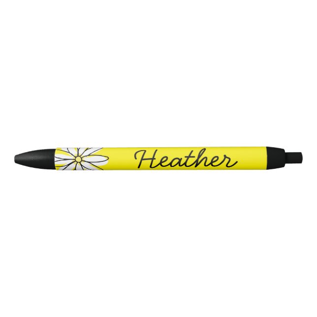 Pretty Personalised Name Daisy Doodle Black Ink Pen (Front)