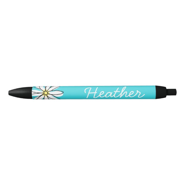 Pretty Personalised Name Daisy Doodle Black Ink Pen (Front)