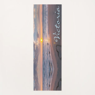 Pretty Personalised Ocean Sunset Name Yoga Mat