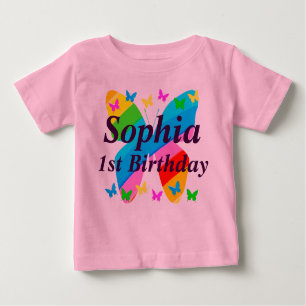 PRETTY PERSONALIZED 1ST BIRTHDAY BUTTERFLY T SHIRT