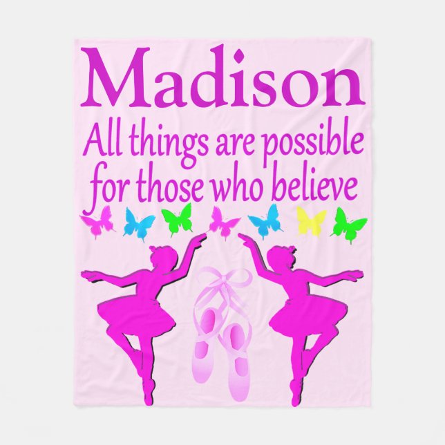 PRETTY PERSONALIZED BALLERINA BLANKET (Front)