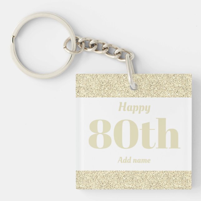 pretty personalized birthday gift keychain 80th (Front)