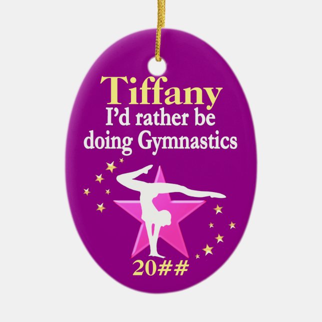 PRETTY PERSONALIZED CHRISTMAS GYMNAST ORNAMENT (Front)