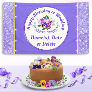 Pretty Personalized, Floral Happy Birthday Banner