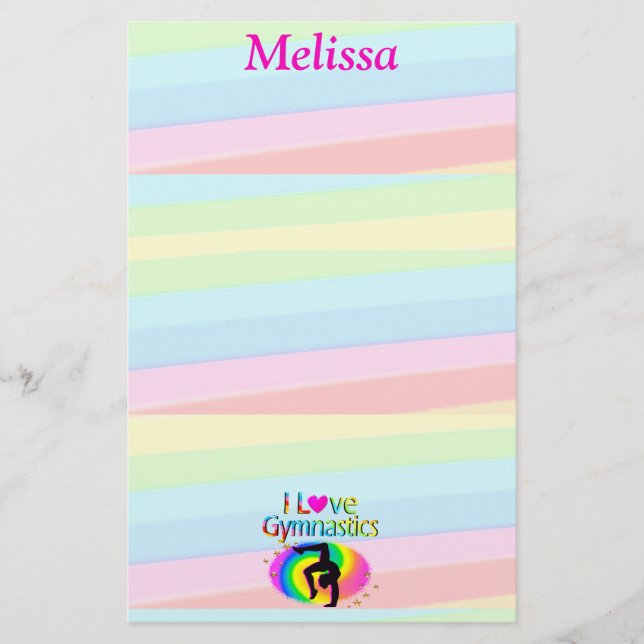 PRETTY PERSONALIZED I LOVE GYMNASTICS STATIONARY STATIONERY (Front)