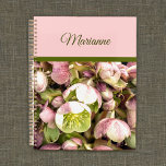 Pretty Personalized Pink and Olive Hellebore Planner<br><div class="desc">This pretty monogrammed design features pretty pink and green hellebore (sometimes described as hellebores or heliabore) with a colorblock of pink bordered by olive. Your or your recipient's name is written in a script font in olive in the pink block of color. The genus of Helleborus encompasses lovely spring-blooming flowers,...</div>