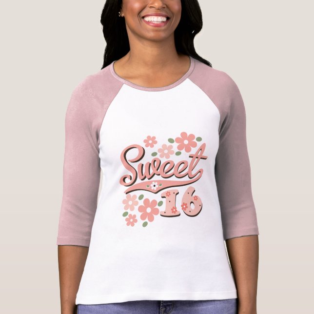 Pretty Petal Sweet 16 Raglan Tee (Front)