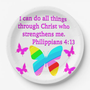 PRETTY PHILIPPIANS 4:13 BUTTERFLY DESIGN PAPER PLATE