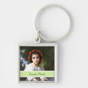 pretty photo keychain, lime green key ring