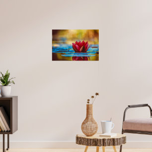 Pretty Photo of a Lotus Flower in a Pond Poster