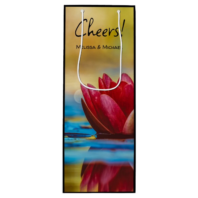 Pretty Photo of a Lotus Flower in a Pond Wine Gift Bag (Front)