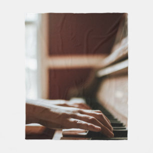 Pretty Piano Artwork Fleece Blanket