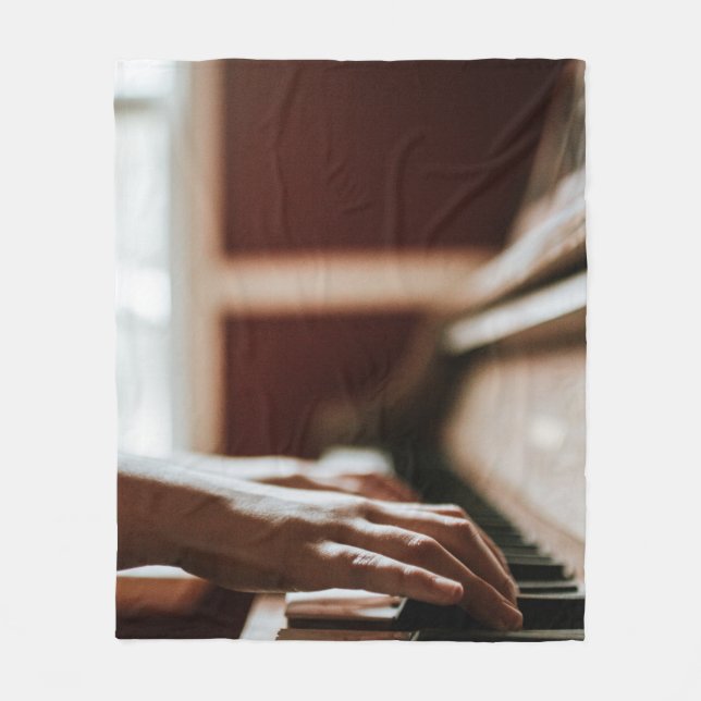 Pretty Piano Artwork Fleece Blanket (Front)