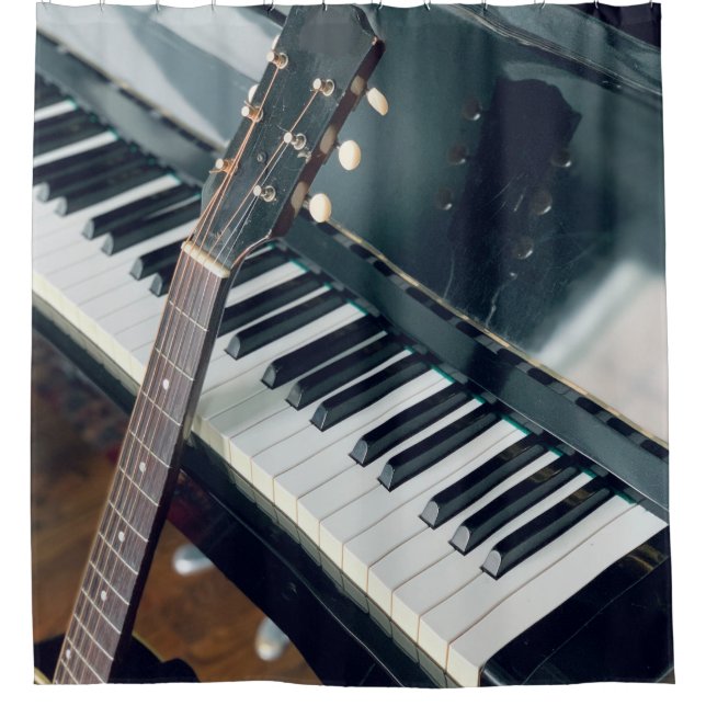 Pretty Piano Design Shower Curtain (Front)