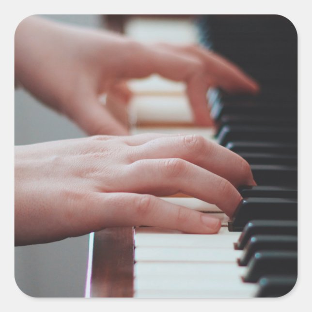 Pretty Piano Design Square Sticker (Front)