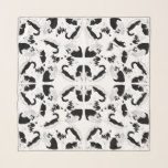 Pretty Pierrette Scarf<br><div class="desc">Scarf with ink drawings of a fluffy tuxedo cat, and one cheeky skunk.</div>
