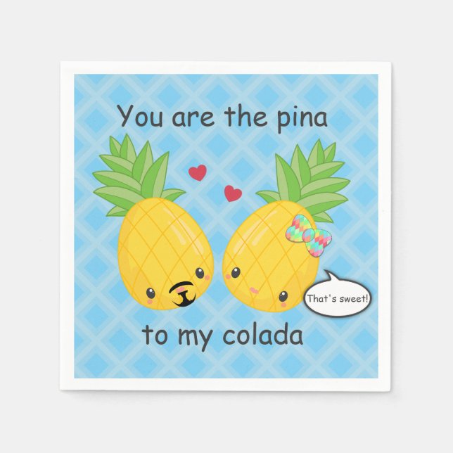 Pretty Pineapple Tropical Pina Colada Romantic Napkin (Front)