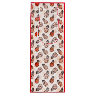Pretty Pineapple With Red Background Wine Gift Bag