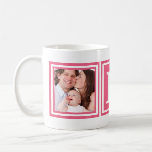 Pretty Pink 2 Photos with Large Monogram Coffee Mug