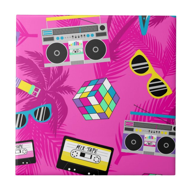 Pretty Pink 80s Tile (Front)