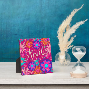 Pretty Pink Abide Inspirational Custom Floral Plaque