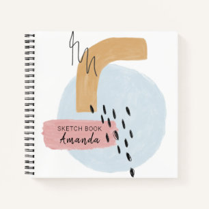 Pretty Pink Abstract Watercolor Calligraphy Name Notebook