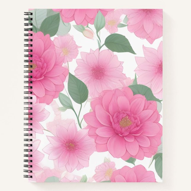 Pretty Pink Aesthetic Flower Serene Floral Charm Notebook (Front)