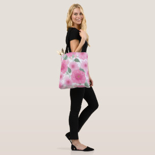 Pretty Pink Aesthetic Flower Serene Floral Charm Tote Bag