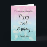 Pretty Pink and Blue 18th Birthday Card<br><div class="desc">A pretty blue and pink 18th birthday card for granddaughter, daughter, goddaughter, etc. You will be able to easily personalise the front of this beautiful 18th birthday card with her name. The inside card message can also be edited. This would make a great birthday keepsake card for her eighteenth birthday....</div>