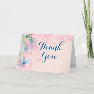 Pretty Pink and Blue Floral Thank You