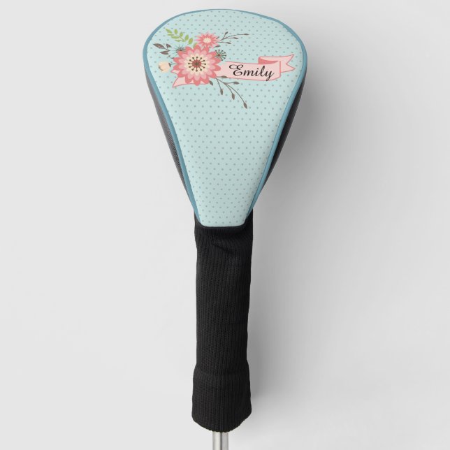 Pretty Pink and Blue Personalised Driver Cover (Front)